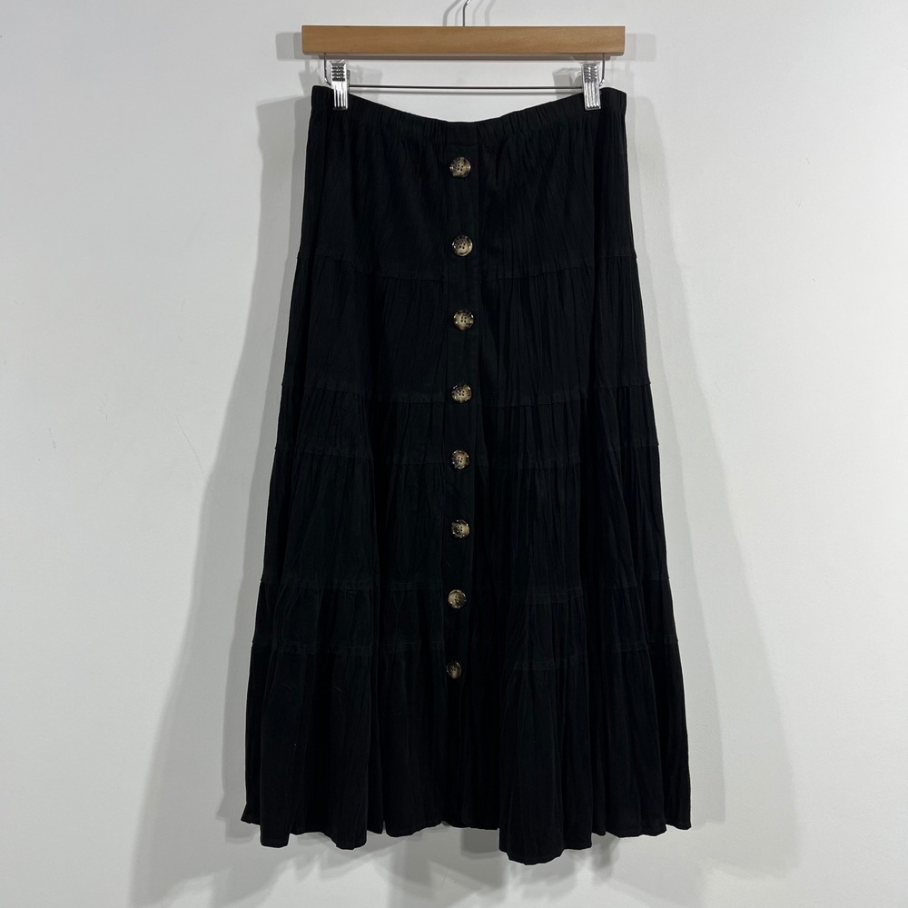 Coldwater Creek Fairy Grunge Tiered Maxi Skirt Medium Boho Crinkle Renfair VTG